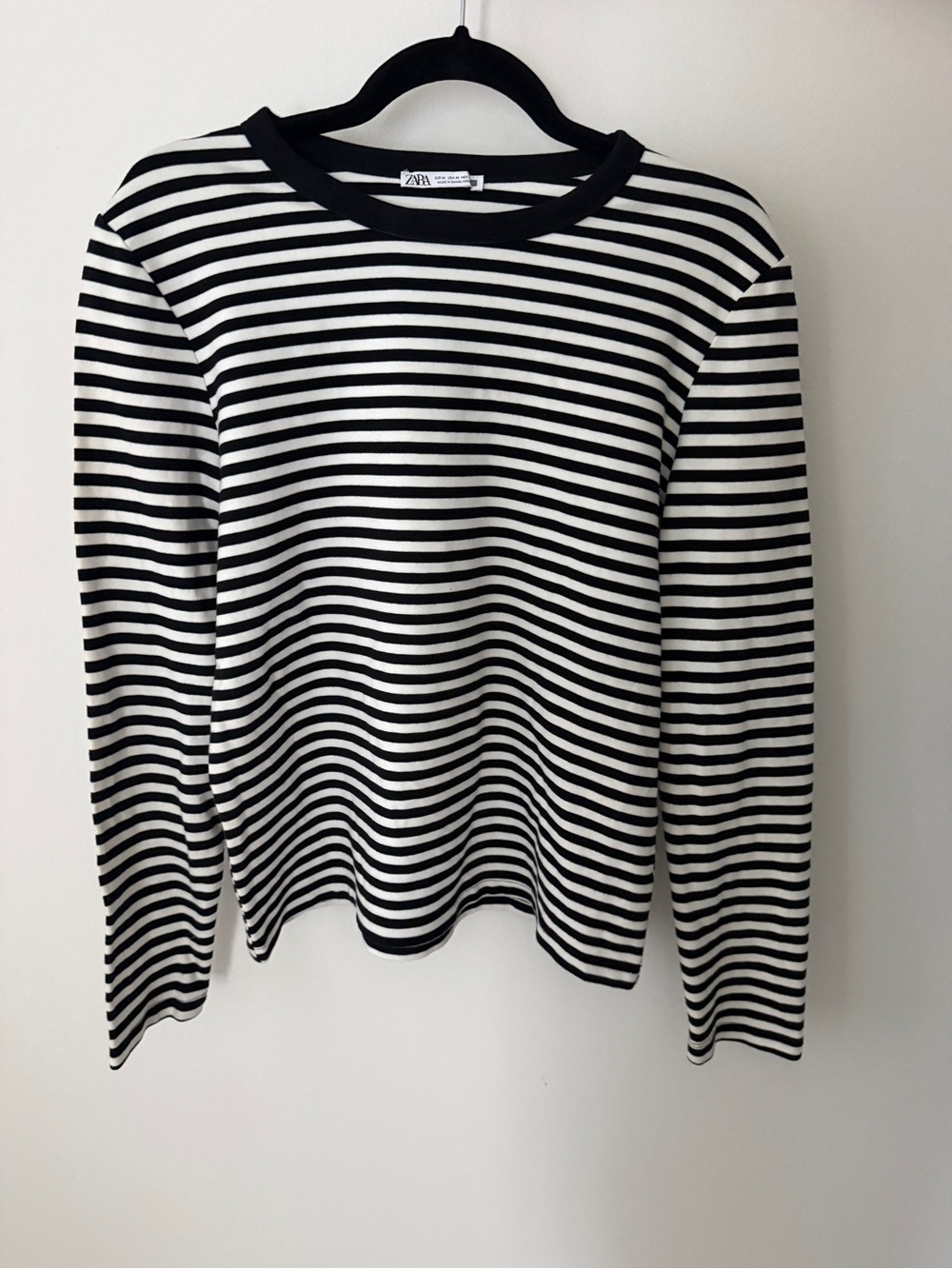 Zara Black & White Striped Long Sleeve Tshirt